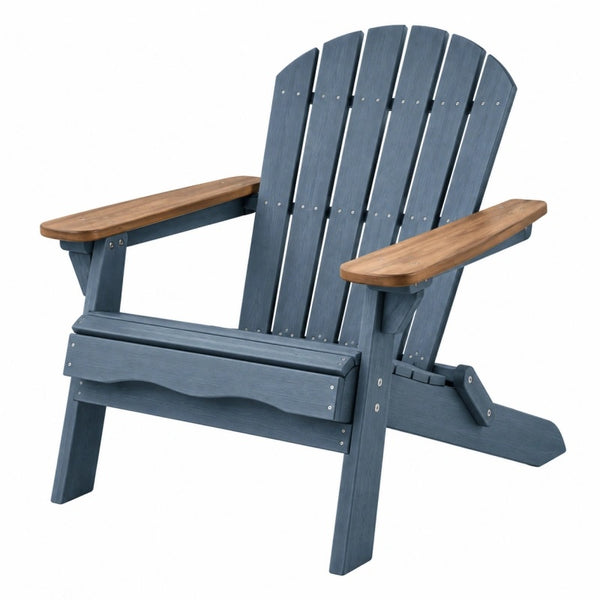 Adirondack-Gartenstuhl 83 x 79 x 100 cm aus Kunststoff Blau mit Holzoptik