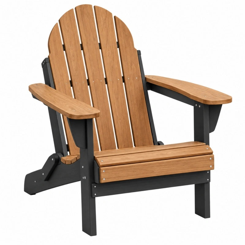 Adirondack-Gartenstuhl 83 x 79 x 97 cm aus Kunststoff in Braun Schwarz klappbar