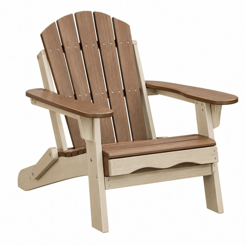 Adirondack Gartenstuhl 82 x 90 x 98 cm aus Holz Braun Beige mit Armlehnen