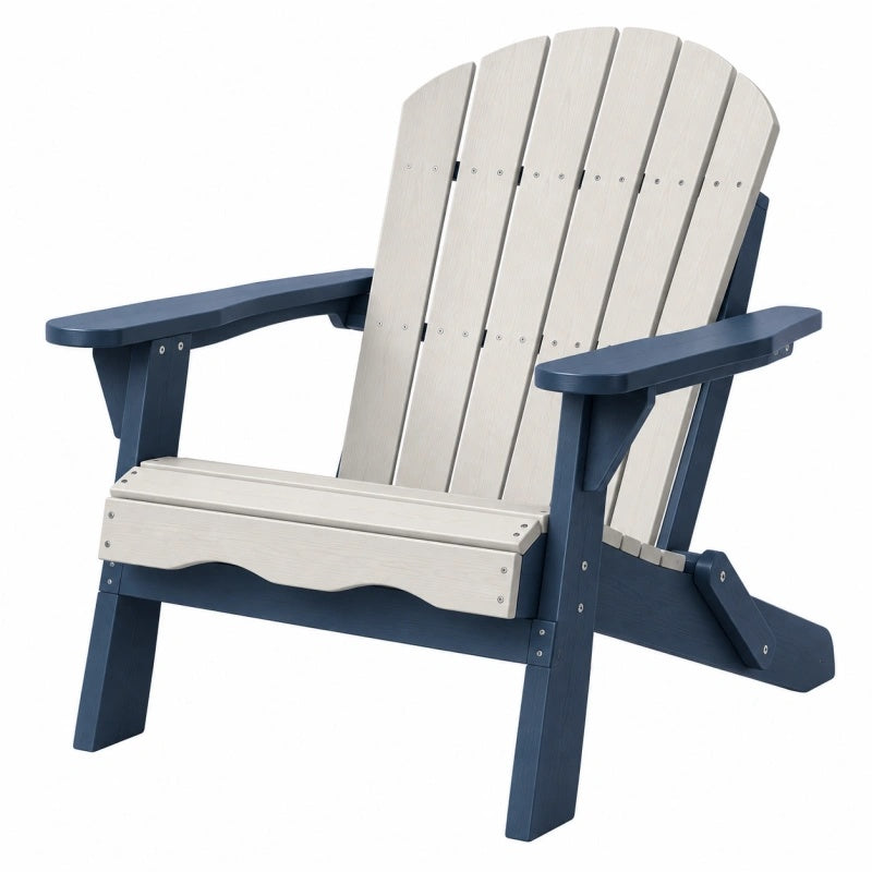 Adirondack Gartenstuhl 83 x 79 x 95 cm Kunststoff Beige Dunkelblau mit breiten Armlehnen
