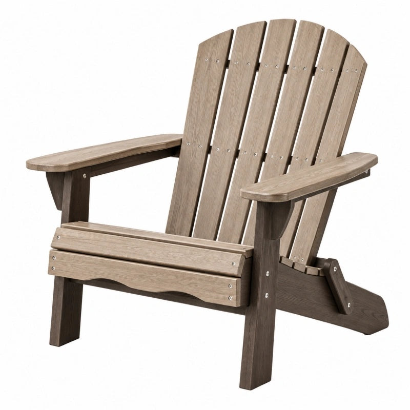 Adirondackstuhl 83 x 76 x 98 cm Kunststoff Taupe Gartenstuhl mit hoher Rückenlehne