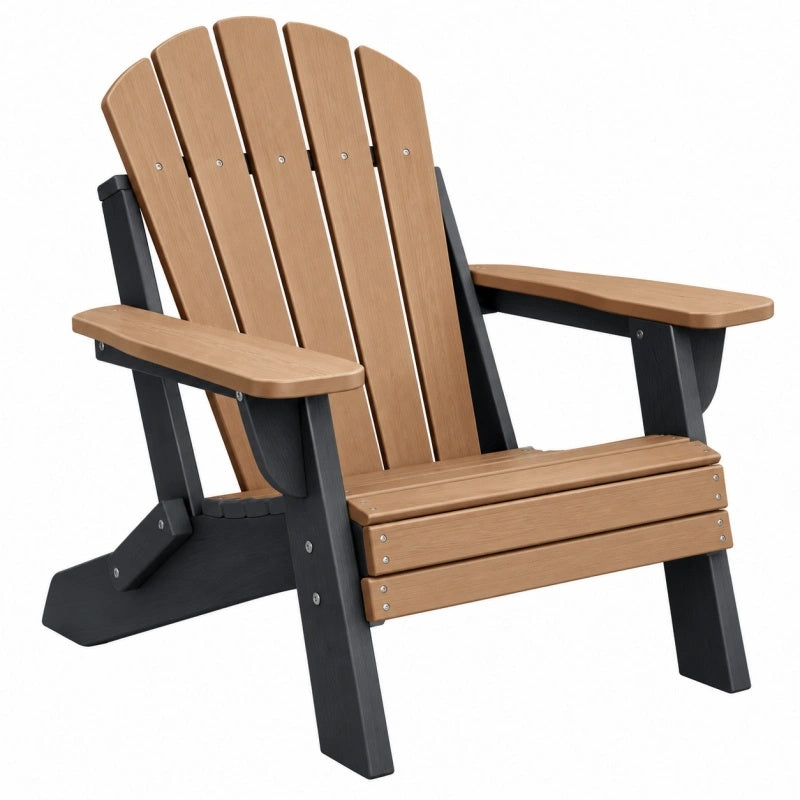 Adirondack Gartenstuhl 81 x 78 x 95 cm Kunststoff Holzoptik Braun Schwarz mit Armlehnen