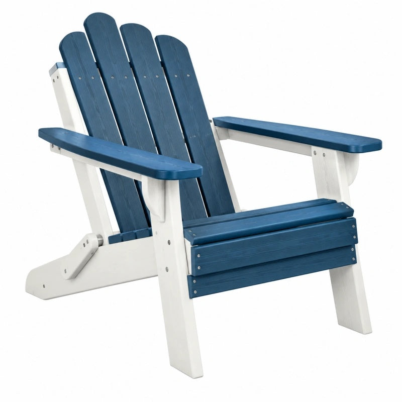 Adirondack Gartenstuhl 82 x 75 x 92 cm aus Holz Blau Weiß für Terrasse mit breiten Armlehnen