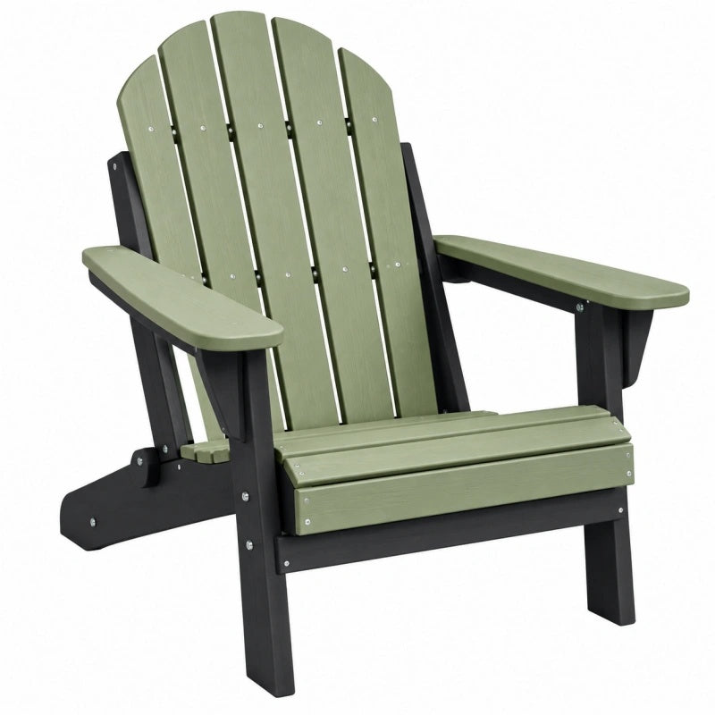 Adirondack-Gartenstuhl 83 x 80 x 96 cm Kunststoff Grün-Schwarz mit breiten Armlehnen