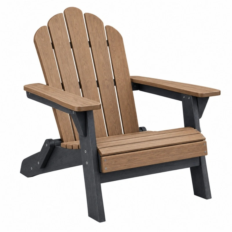Adirondackstuhl 88 x 76 x 98 cm Kunststoff Holzoptik Braun Anthrazit für Garten und Terrasse