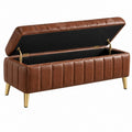Sitzbank mit Stauraum 110 x 45 x 50 cm Kunstleder Braun gepolstert mit Klappdeckel