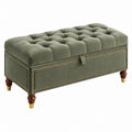 Sitzbank mit Stauraum 120 x 45 x 48 cm Samt Grün Chesterfield mit Holzbeinen
