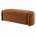 Sitzbank mit Stauraum 120 x 45 x 45 cm brauner Samt - gepolsterte Truhenbank im Retro-Stil