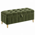 Sitzbank mit Stauraum 120 x 45 x 45 cm Samt Olivgrün - gepolsterte Truhenbank im Chesterfield-Stil