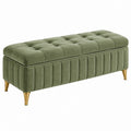 Sitzbank 120 x 45 x 45 cm Olivgrün Samt gepolstert mit Stauraum Chesterfield-Stil