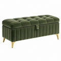 Sitzbank mit Stauraum 100 x 40 x 45 cm Samt Grün gepolstert - Chesterfield Stil