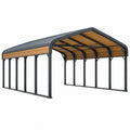 Carport 600 x 300 x 230 cm aus Stahl in Schwarz Braun mit Bogendach für Außenbereiche