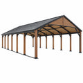Carport 600 x 300 x 280 cm Holz Metall Braun Schwarz - Überdachung mit Satteldach