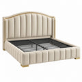Polsterbett 180 x 200 cm Creme Kunstleder mit Metallrahmen